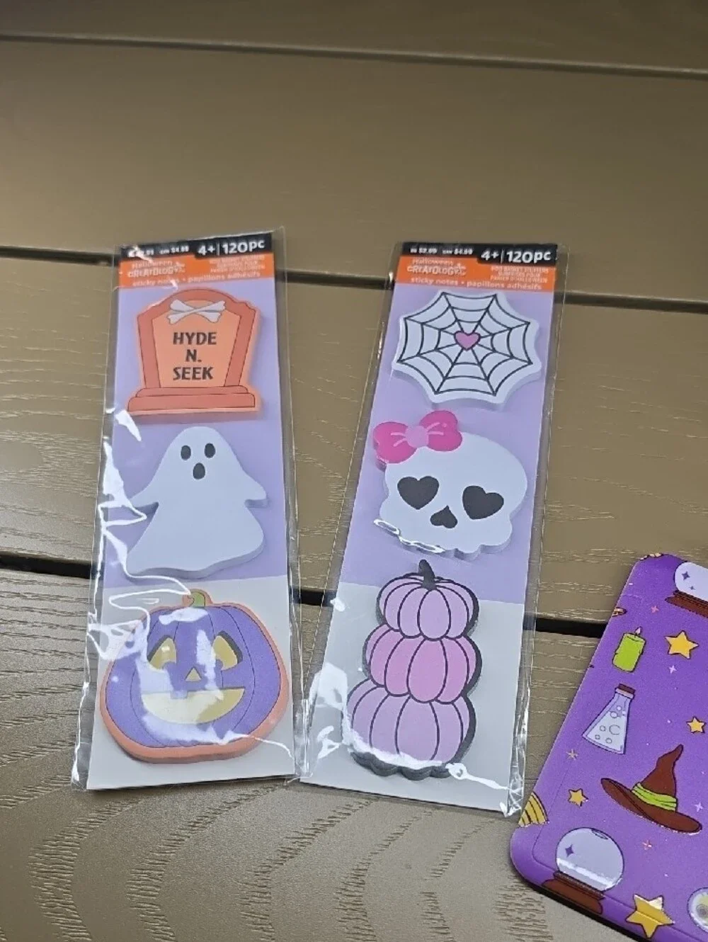 Halloween Sticky Notes and Lanyard ID Holder - Purple and Pink